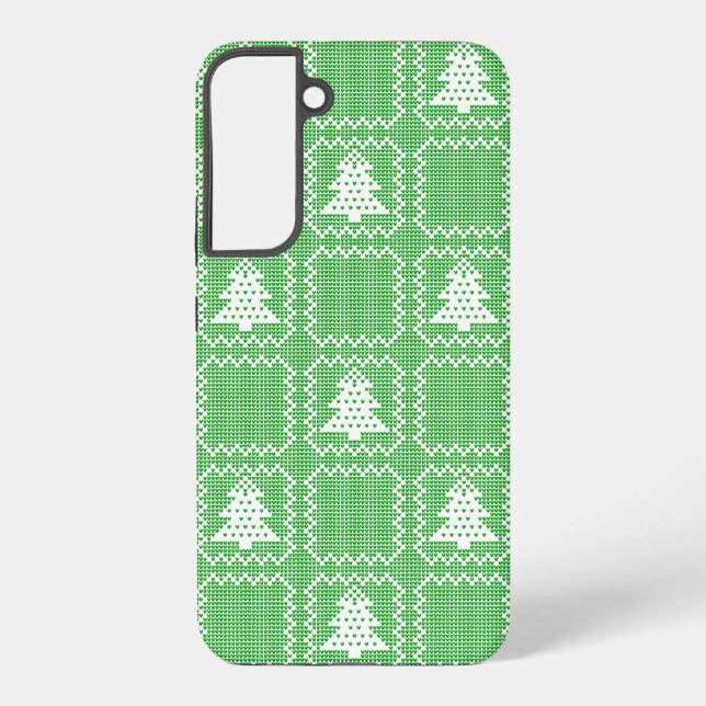 Cozy Christmas tree ugly sweater checkered pattern Samsung Galaxy Case (Back)