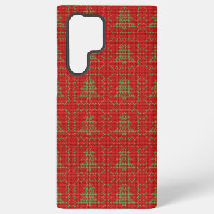 Cozy Christmas tree ugly sweater checkered pattern Samsung Galaxy S22 Ultra Case