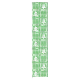 Cozy Christmas tree ugly sweater checkered pattern Short Table Runner