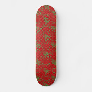 Cozy Christmas tree ugly sweater checkered pattern Skateboard