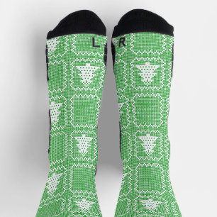 Cozy Christmas tree ugly sweater checkered pattern Socks