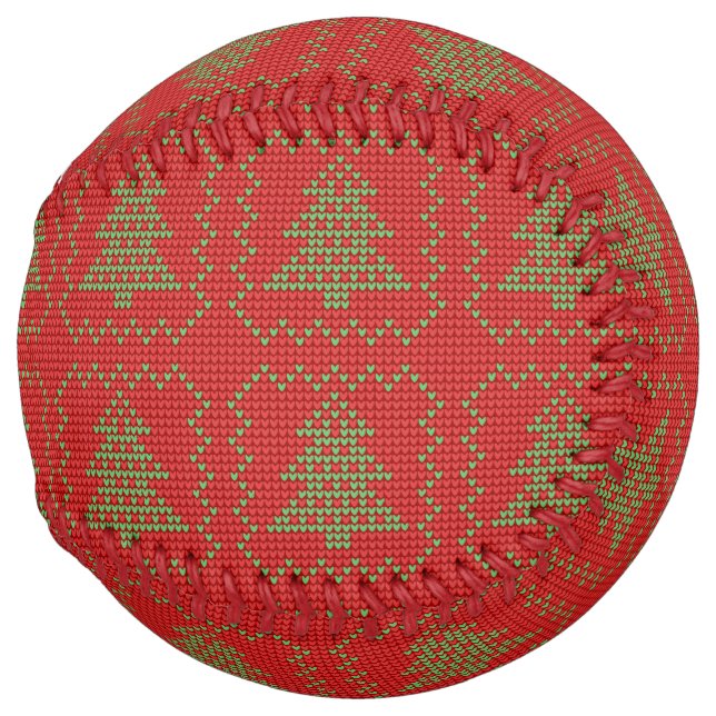 Cozy Christmas tree ugly sweater checkered pattern Softball (Front Right)