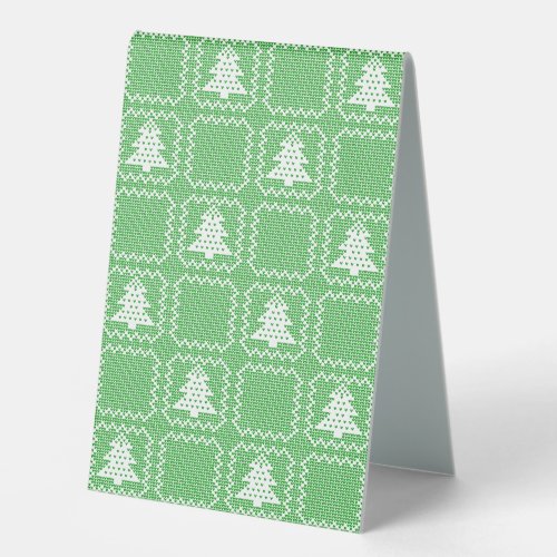 Cozy Christmas tree ugly sweater checkered pattern Table Tent Sign