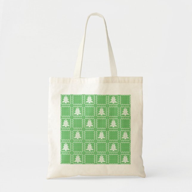 Cozy Christmas tree ugly sweater checkered pattern Tote Bag (Front)