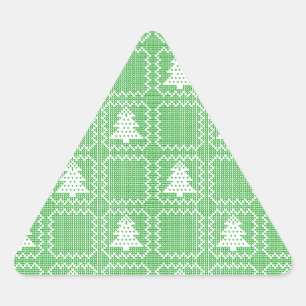 Cozy Christmas tree ugly sweater checkered pattern Triangle Sticker