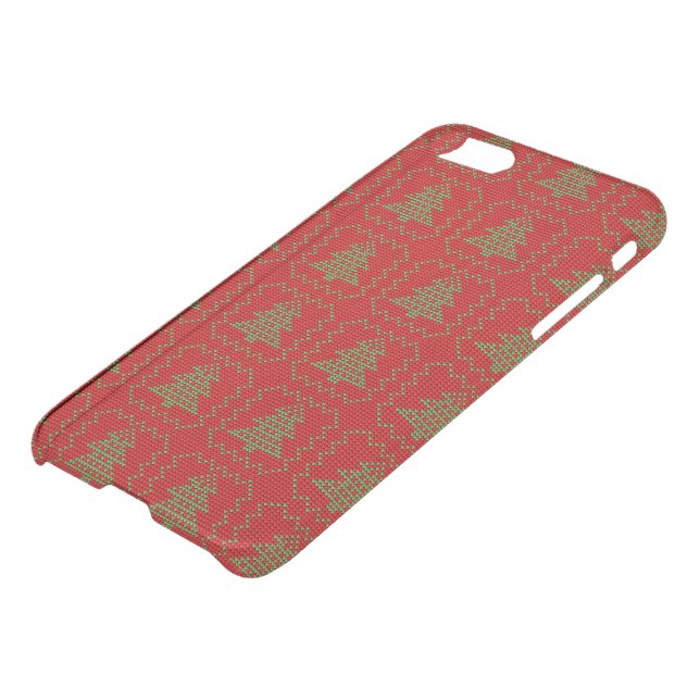 Cozy Christmas tree ugly sweater checkered pattern Uncommon iPhone Case (Bottom)