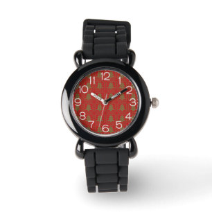 Cozy Christmas tree ugly sweater checkered pattern Watch