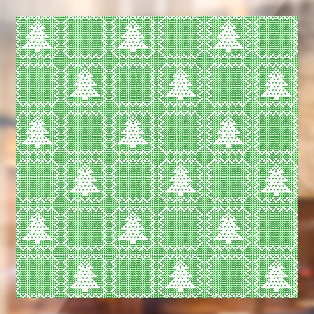 Cozy Christmas tree ugly sweater checkered pattern Window Cling (Sheet 2)