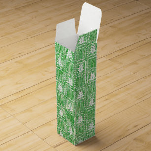 Cozy Christmas tree ugly sweater checkered pattern Wine Box