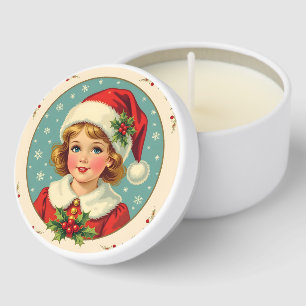 Cozy Christmas Victorian Cute Girl Mini Candle Favors