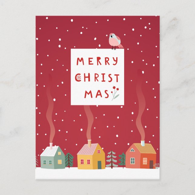 Cozy Christmas Village - A Merry Winter Wonderland Holiday Postcard (Front)