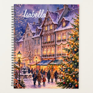 Cozy Christmas Village Lights - Custom Name Spiral Planner