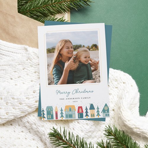 Cozy Christmas Village Photo Holiday Card