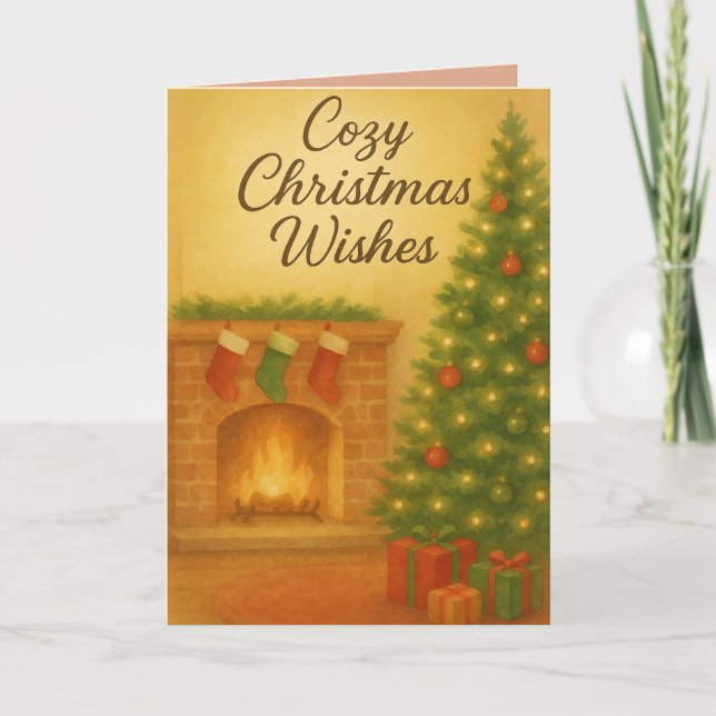 Cozy Christmas Wishes Card – Warm Watercolor (Front)