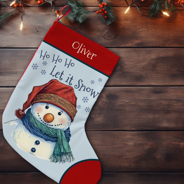 Cozy Christmas Wishes Snowman Let It Snow Small Christmas Stocking (Creator Uploaded)