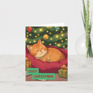 Cozy Christmas with a Cute Cat Holiday Card