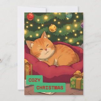 Cozy Christmas with a Cute Cat Holiday Card