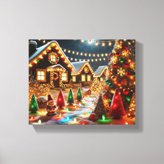 Cozy Christmas Wonderland with Festive Lights Canvas Print