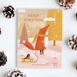 Cozy Christmas Woodland Fox | Cute Winter Animal Holiday Postcard<br><div class="desc">Share the warmth of the season with this charming Merry Christmas postcard, featuring a sweet winter fox pulling a sled with a bullfinch through a peaceful snowy forest, illustrated in soft, muted tones. Perfect for nature lovers, rustic holiday mail, or anyone who adores cute animal themed cards. This postcard blends...</div>