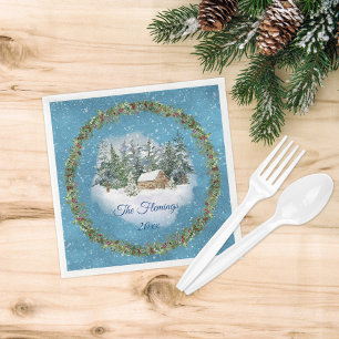 Cozy Christmas Woodland Scene Napkins