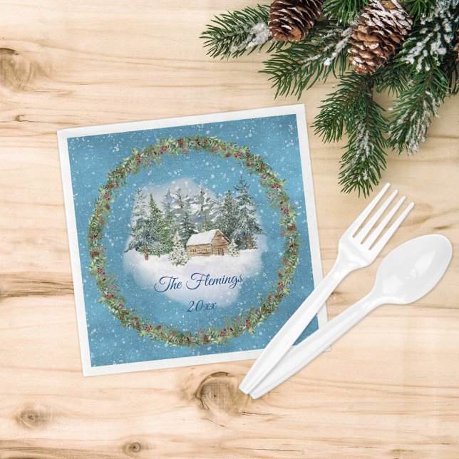 Cozy Christmas Woodland Scene Napkins (Creator Uploaded)