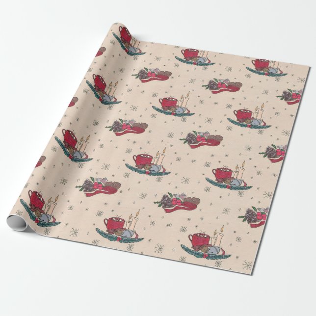 Cozy Christmas Wrapping Paper (Unrolled)