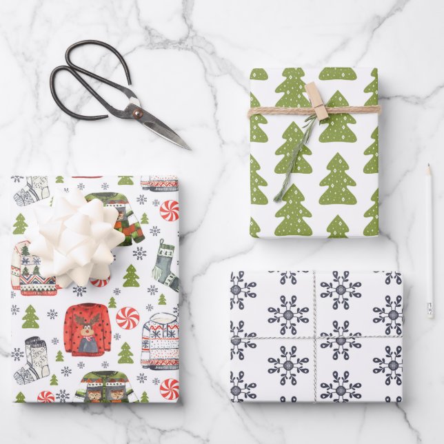 Cozy Christmas Wrapping Paper Set of 3 (Front)