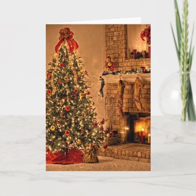 Cozy Chrsitmas Tree Room Holiday Card (Front)