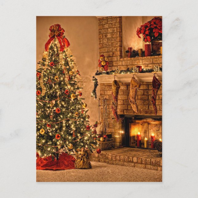 Cozy Chrsitmas Tree Room Postcard (Front)