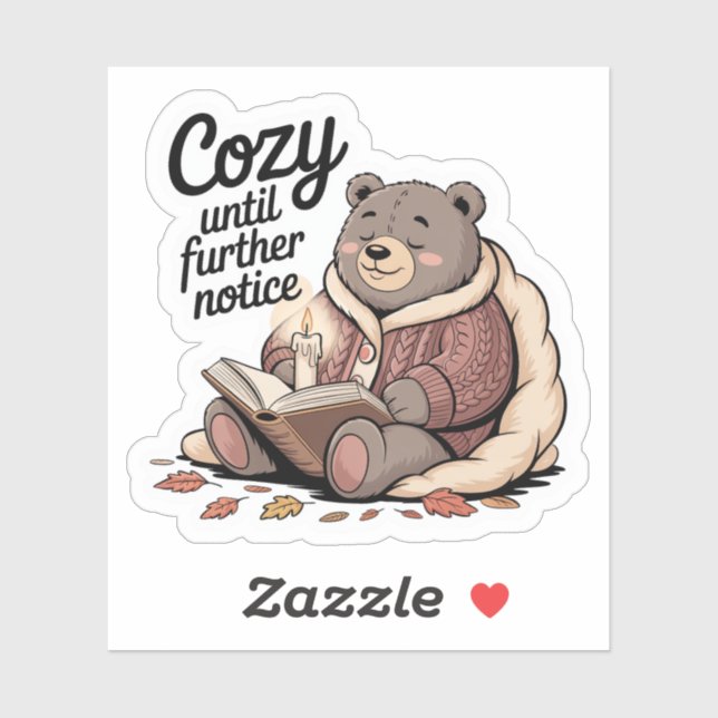 Cozy Chubby Bear Reading Autumn Sticker (Sheet)