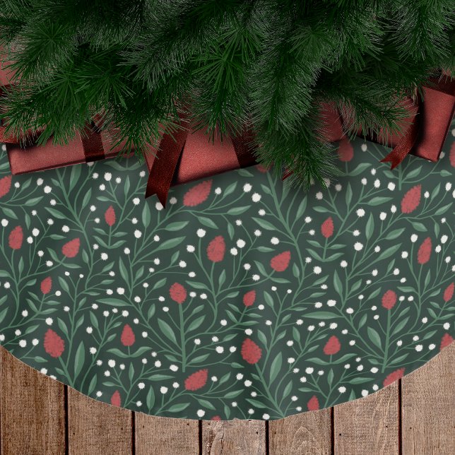 Cozy Classic Elegant Floral Christmas Pattern Brushed Polyester Tree Skirt (Creator Uploaded)