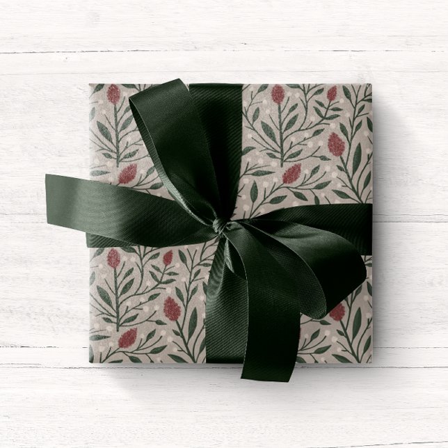 Cozy Classic Floral Christmas Pattern Wrapping Paper (Creator Uploaded)