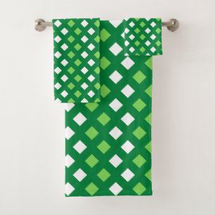 Cozy Classic Plaid Dark Green Bathroom Towel Set