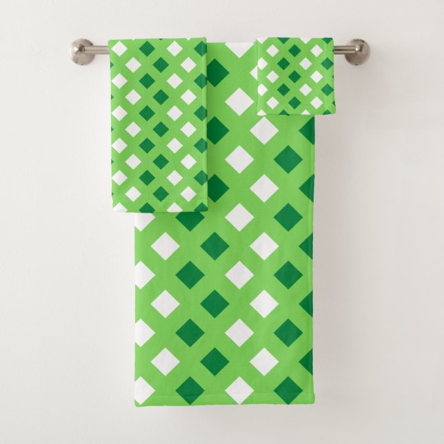 Cozy Classic Plaid Light Green Bathroom Towel Set (Insitu)