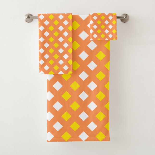 Cozy Classic Plaid Orange Bathroom Towel Set (Insitu)