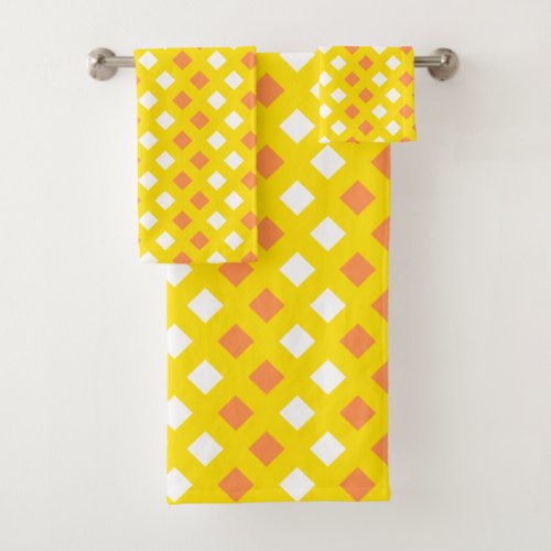 Cozy Classic Plaid Yellow Bathroom Towel Set