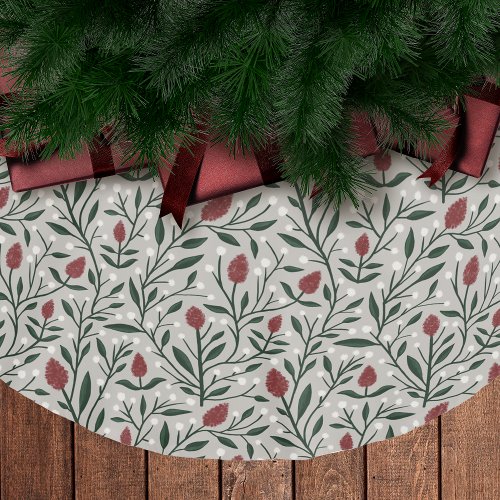 Cozy Classic Rustic Floral Christmas Pattern Brushed Polyester Tree Skirt