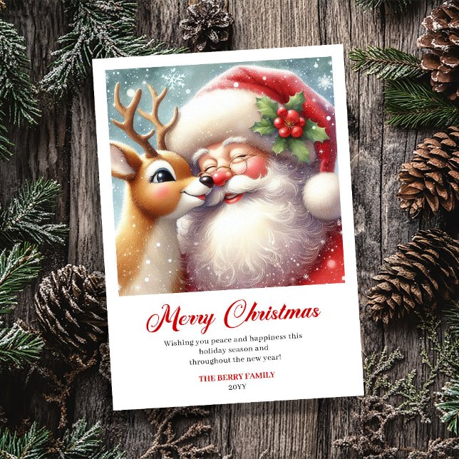 Cozy Classic Santa And Rudolph Holiday Greeting  (Cozy Classic Santa And Rudolph Holiday Greeting Card)