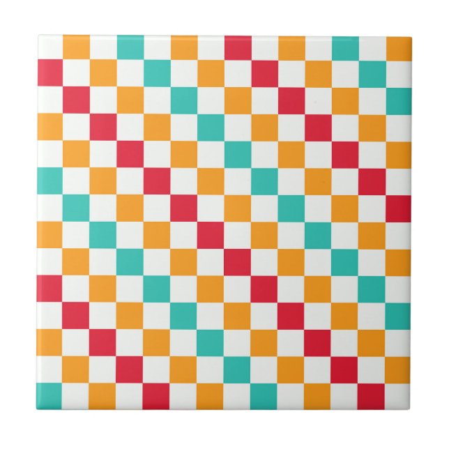 Cozy classroom diagonal checkerboard pattern ceramic tile (Front)