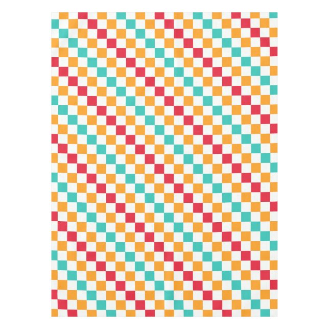 Cozy classroom diagonal checkerboard pattern tablecloth (Front)