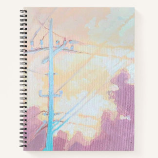 Cozy clouds powerlines notebook original art