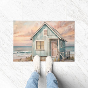 Cozy Coastal Cottage Beach House Watercolor Doormat