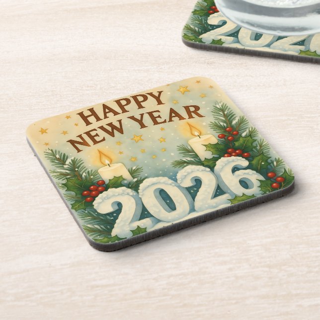 cozy coaster set for happy new year 2026 (Left Side)