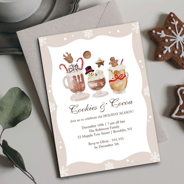 Cozy Cocoa and Cookies Christmas Holiday Party Invitation (Creator Uploaded)