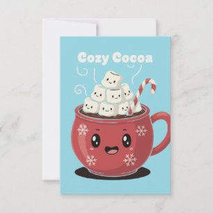 Cozy Cocoa Cute Kawaii Hot Chocolate Christmas Thank You Card