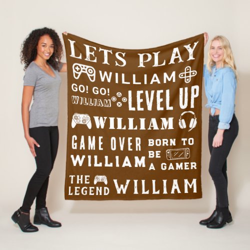 Cozy Cocoa Gamer Video Game Personalized Kids Fleece Blanket