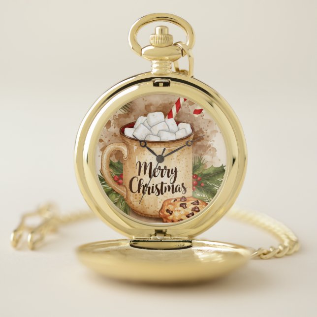 Cozy cocoa merry christmas cookie holly festive pocket watch (Inside)