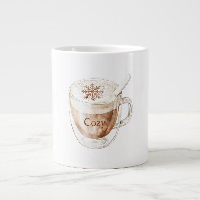 Cozy Cocoa Snowflake Giant Coffee Mug (Front)