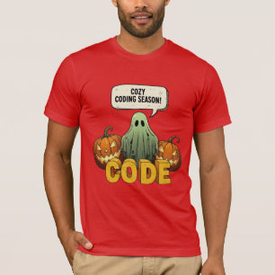 Cozy Coding Season Ghost Halloween T-Shirt