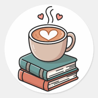 Cozy Coffee and Books Delight Classic Round Sticker